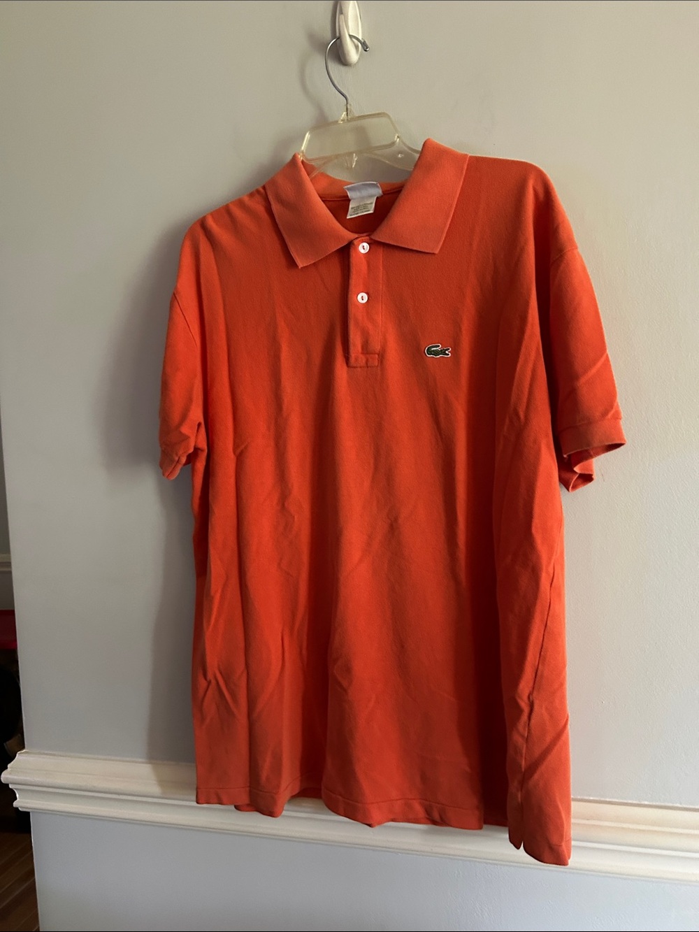 Lacoste Men's Orange Short-Sleeve Polo with Embroidered Croc